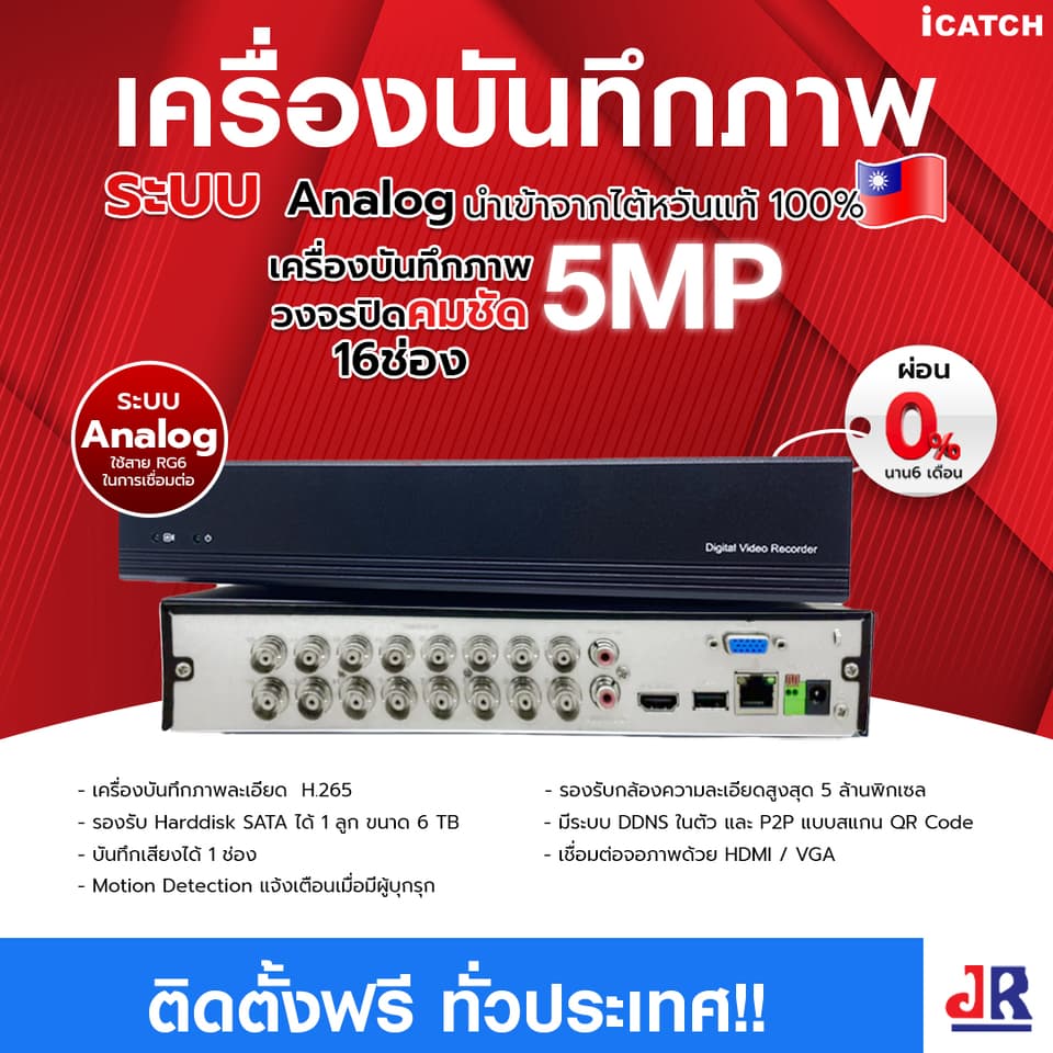 เครื่องบันทึกภาพวงจรปิดคมชัด 5MP รุ่น KMQ-1628 EU-101C(รองรับ 16 ช่อง) : Icatch